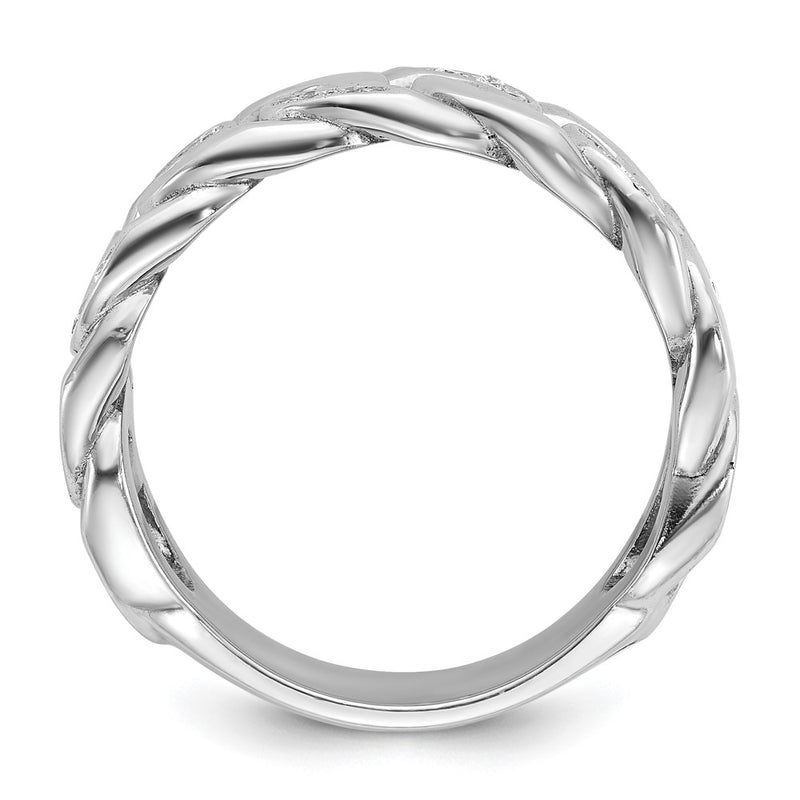 14k White Gold Men's Link Design 1/8 carat Diamond Complete Ring