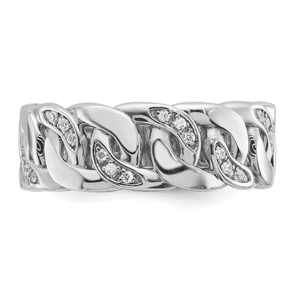 14k White Gold Men's Link Design 1/8 carat Diamond Complete Ring
