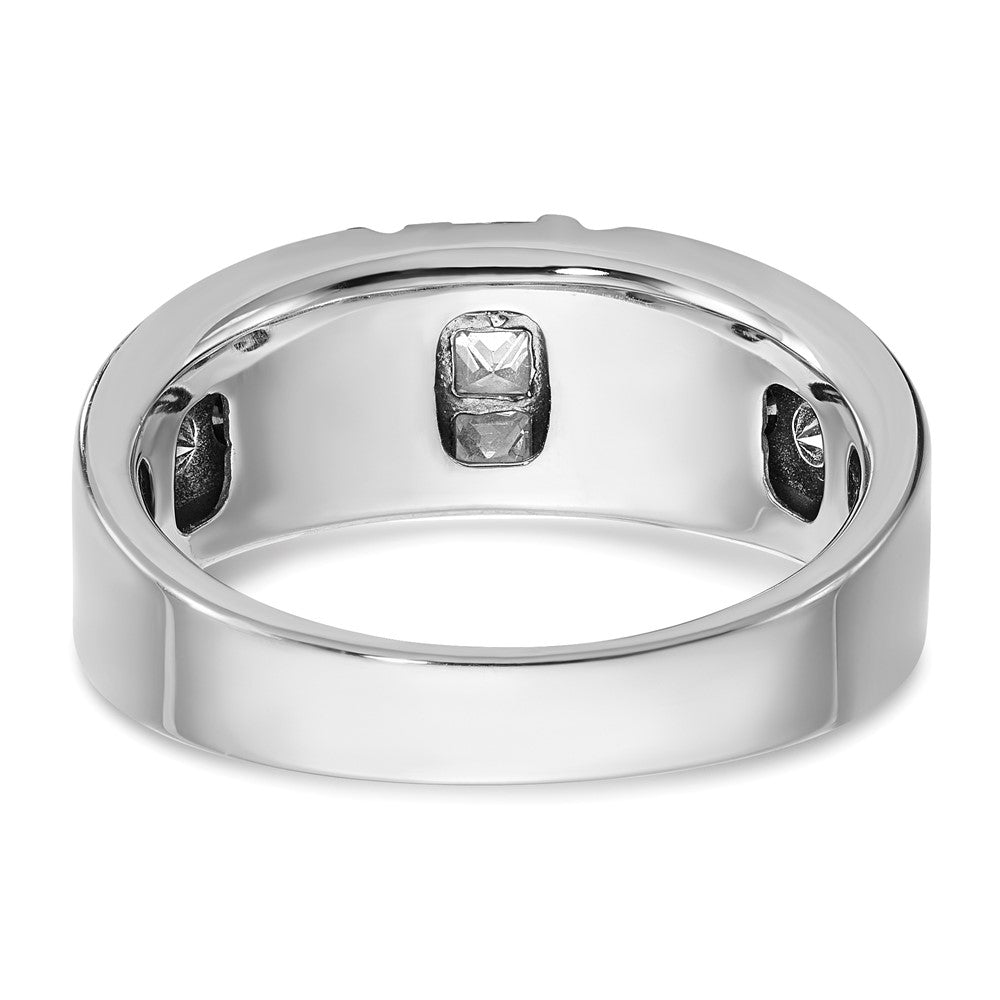 14k White Gold Men's Black and White 1 carat Diamond Complete Ring
