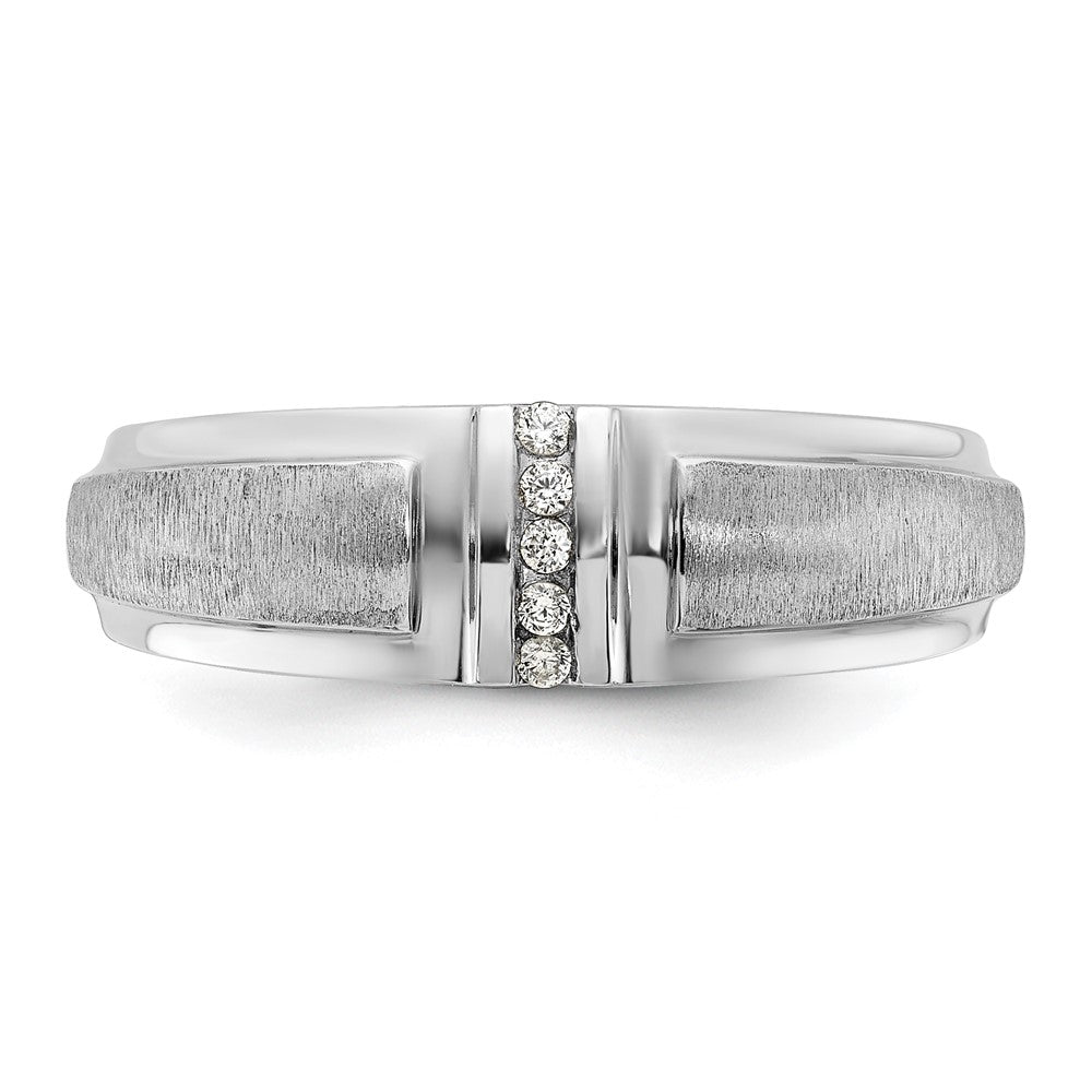 14k White Gold Men's Polished and Satin 1/20 carat Diamond Complete Ring