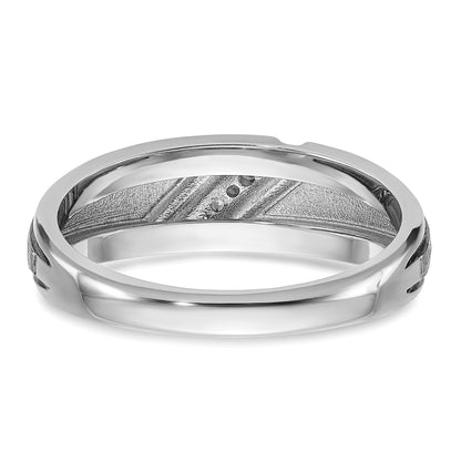 14k White Gold with Black Rhodium Men's Satin 1/15 carat Diamond Complete Ring