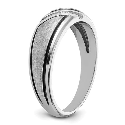 14k White Gold with Black Rhodium Men's Satin 1/15 carat Diamond Complete Ring