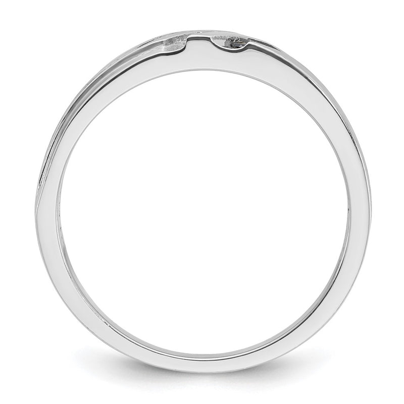 14k White Gold with Black Rhodium Men's Satin 1/8 carat Black and White Diamond Complete Ring