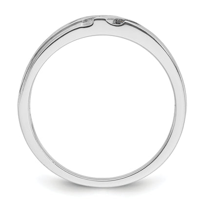 14k White Gold with Black Rhodium Men's Satin 1/8 carat Black and White Diamond Complete Ring