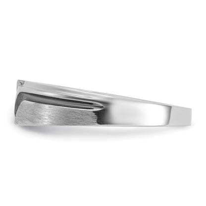 14k White Gold with Black Rhodium Men's Satin 1/8 carat Black and White Diamond Complete Ring