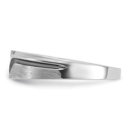 14k White Gold with Black Rhodium Men's Satin 1/8 carat Black and White Diamond Complete Ring