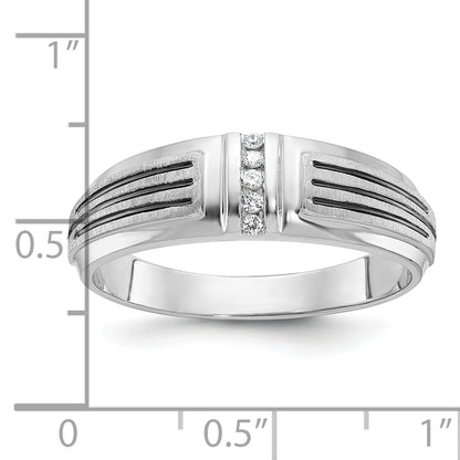 14k White Gold with Black Rhodium Men's Satin 1/20 carat Diamond Complete Ring