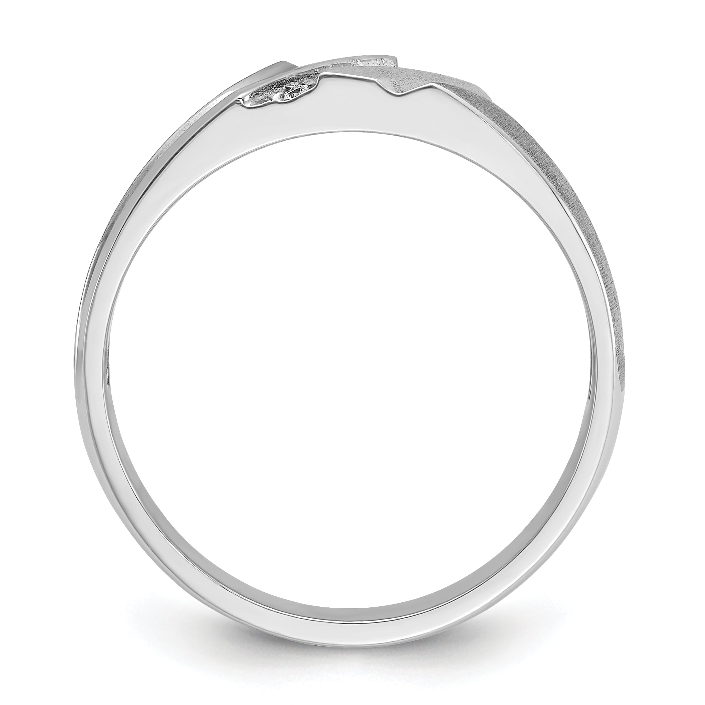 10K White Gold Ibgoodman Men'S Polished Satin And Grooved 5-Stone Ring Mounting