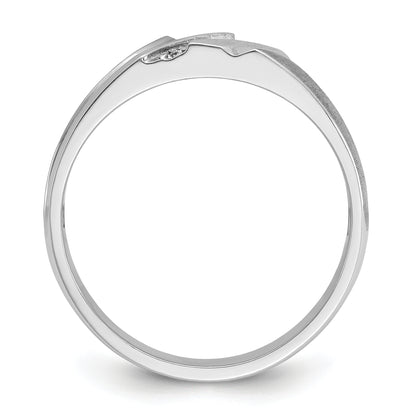 10K White Gold Ibgoodman Men'S Polished Satin And Grooved 5-Stone Ring Mounting