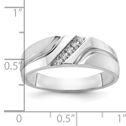 10K White Gold Ibgoodman Men'S Polished Satin And Grooved 5-Stone Ring Mounting