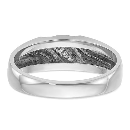 14k White Gold Men's Polished and Satin 1/20 carat Diamond Complete Ring