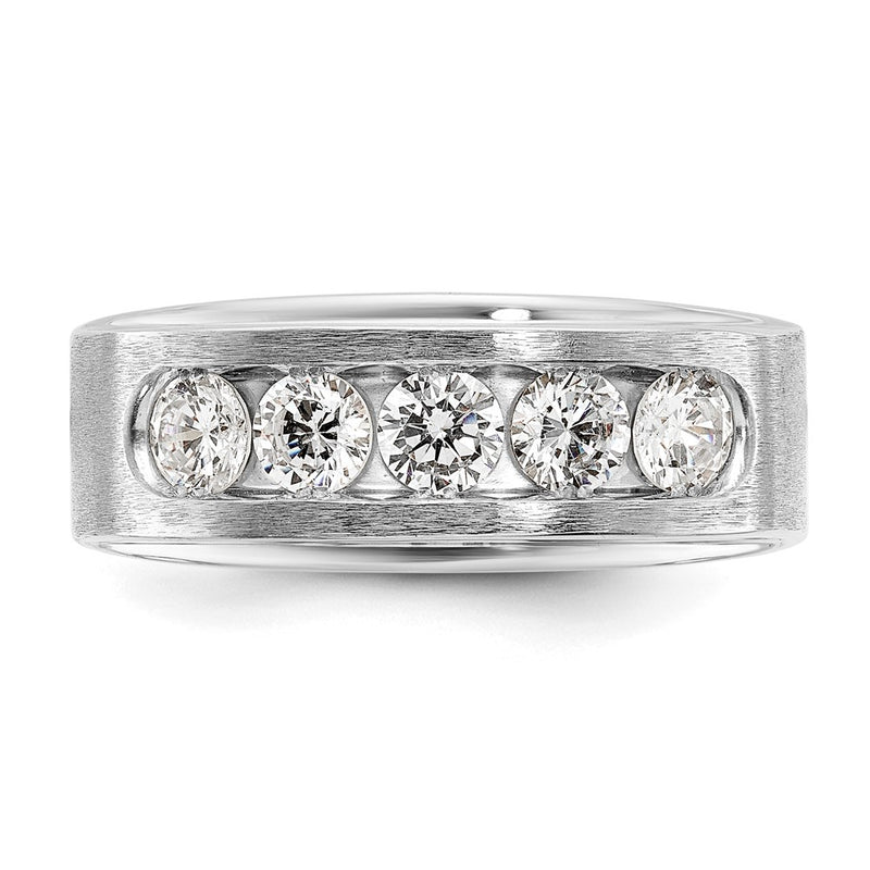 IBGoodman 14K White Gold 1 carat Lab Grown Diamond VS+ F+ Complete Polished and Brushed Five Stone Men's Wedding Band Ring