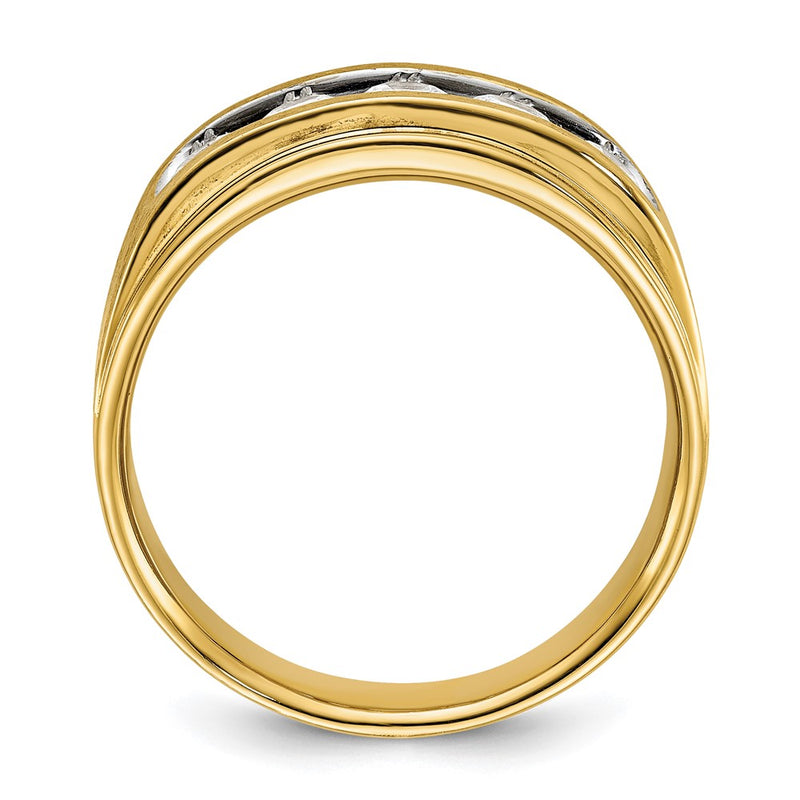 14k Yellow Gold Men's 1 carat Diamond Satin Finish Complete Ring