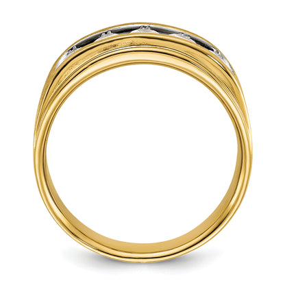 14k Yellow Gold Men's 1 carat Diamond Satin Finish Complete Ring