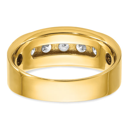 14k Yellow Gold Men's 1 carat Diamond Satin Finish Complete Ring