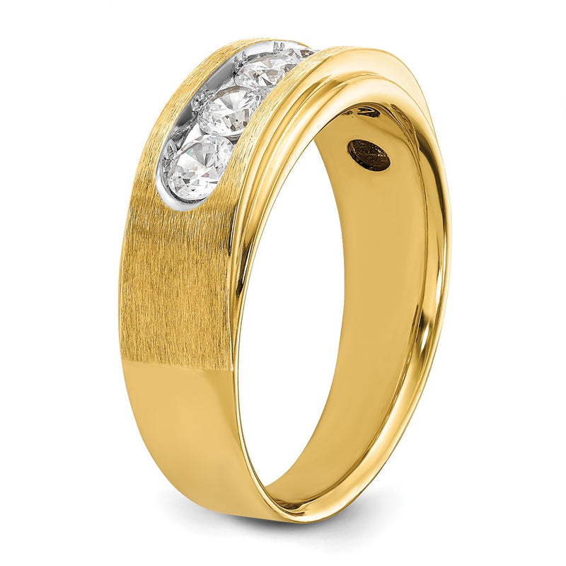 IBGoodman 14K 1 carat Lab Grown Diamond VS+ F+ Complete Polished and Brushed Five Stone Men's Wedding Band Ring
