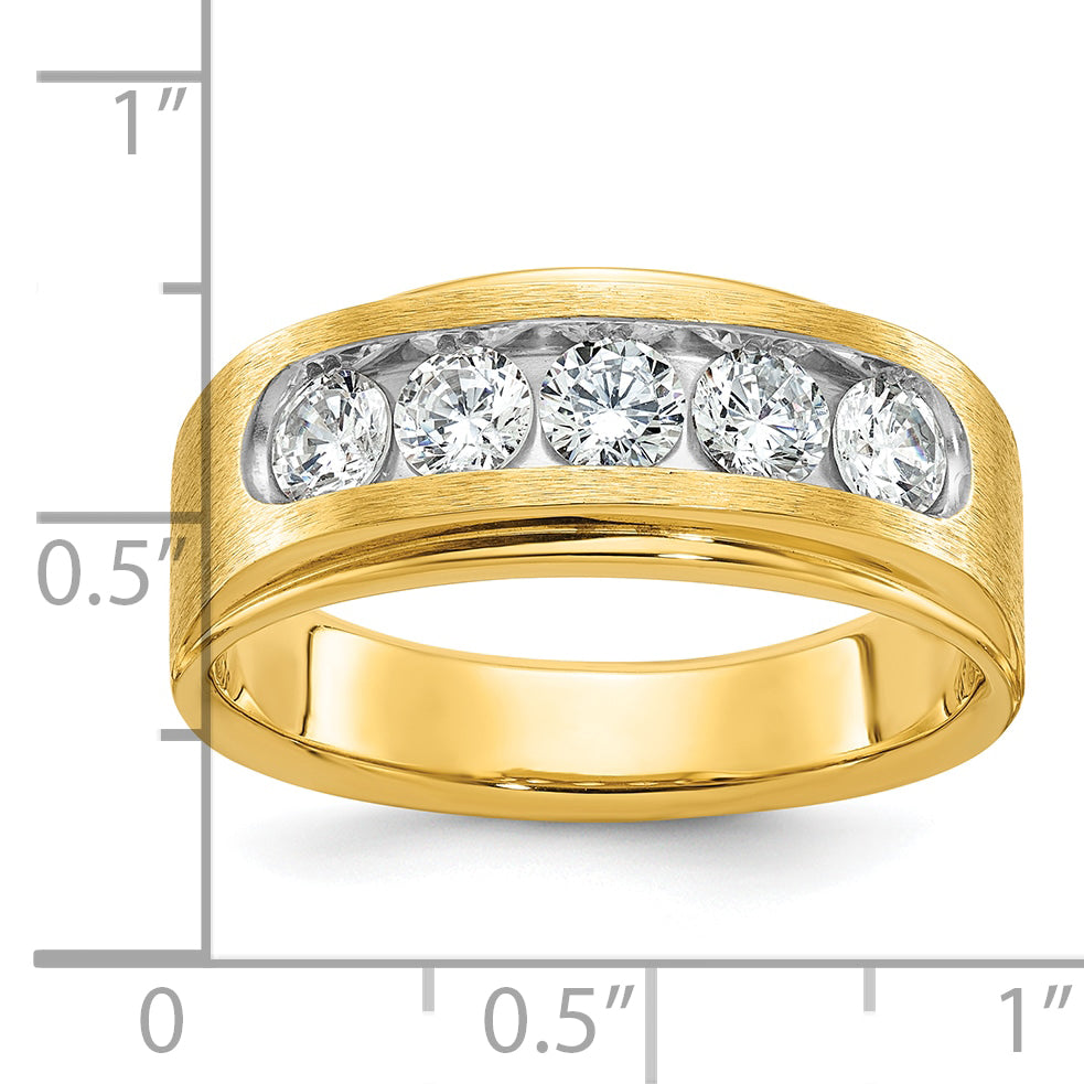 14k Yellow Gold Men's 1 carat Diamond Satin Finish Complete Ring