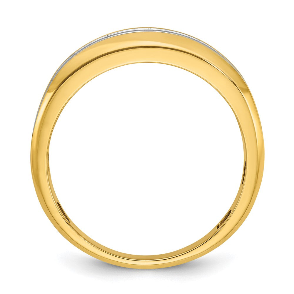 10K Yellow W/Rhodium Ibgoodman With White Rhodium Men'S Polished Two-Row 3/4 Carat A Quality Diamond Ring