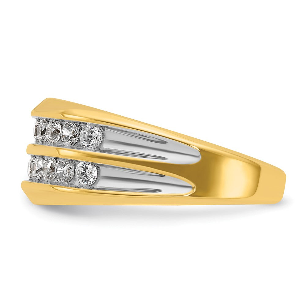 10K Yellow W/Rhodium Ibgoodman With White Rhodium Men'S Polished Two-Row 3/4 Carat A Quality Diamond Ring