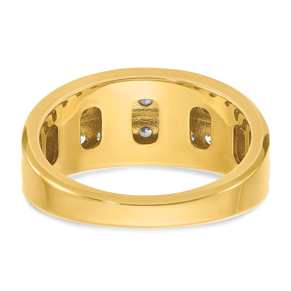 10K Yellow W/Rhodium Ibgoodman With White Rhodium Men'S Polished Two-Row 3/4 Carat A Quality Diamond Ring