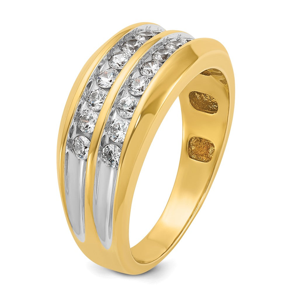 10K Yellow W/Rhodium Ibgoodman With White Rhodium Men'S Polished Two-Row 3/4 Carat A Quality Diamond Ring