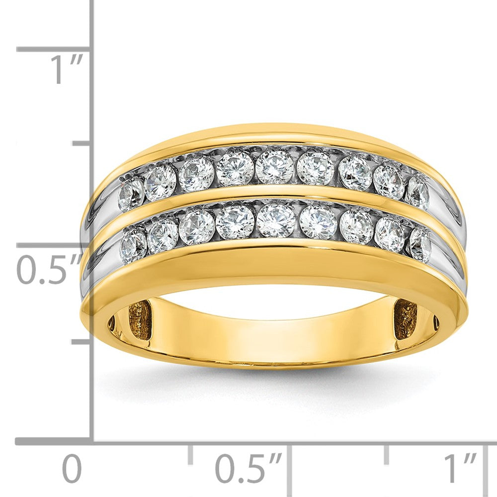 10K Yellow W/Rhodium Ibgoodman With White Rhodium Men'S Polished Two-Row 3/4 Carat A Quality Diamond Ring