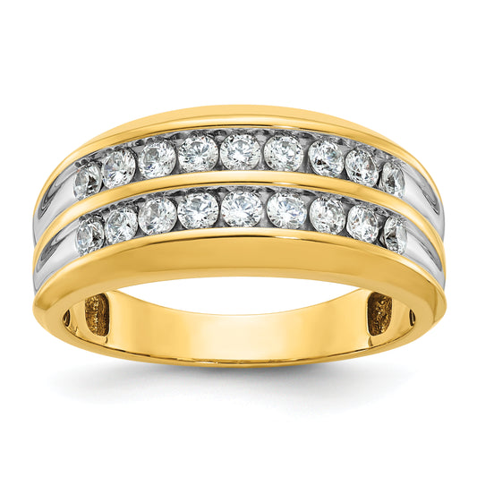 10K Yellow Gold Ibgoodman Men'S Polished Two-Row Ring Mounting