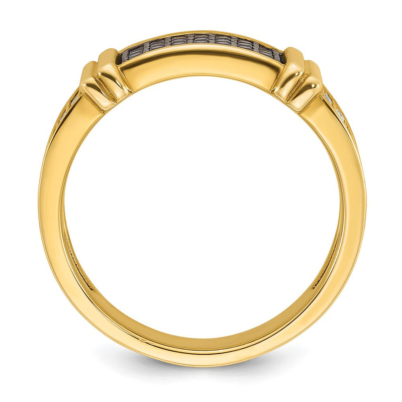 10K Yellow Gold 10Ky Ibgoodman Men'S Black And White Diamonds W/ Rh Complete Ring