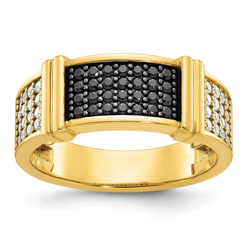 10K Yellow Gold 10Ky Ibgoodman Men'S Black And White Diamonds W/ Rh Complete Ring