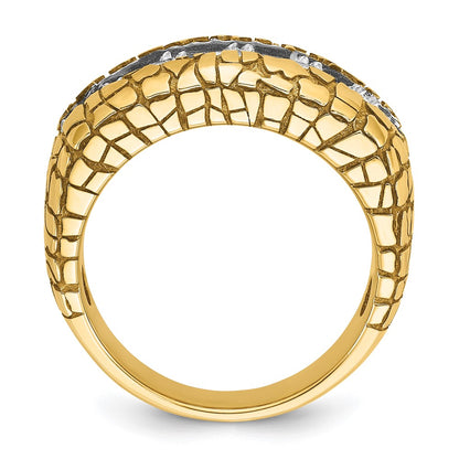 14k Yellow Gold Men's 2 carat Diamond Nugget Complete Ring