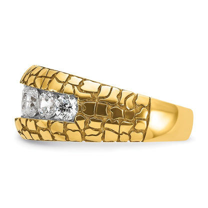 14k Yellow Gold Men's 2 carat Diamond Nugget Complete Ring