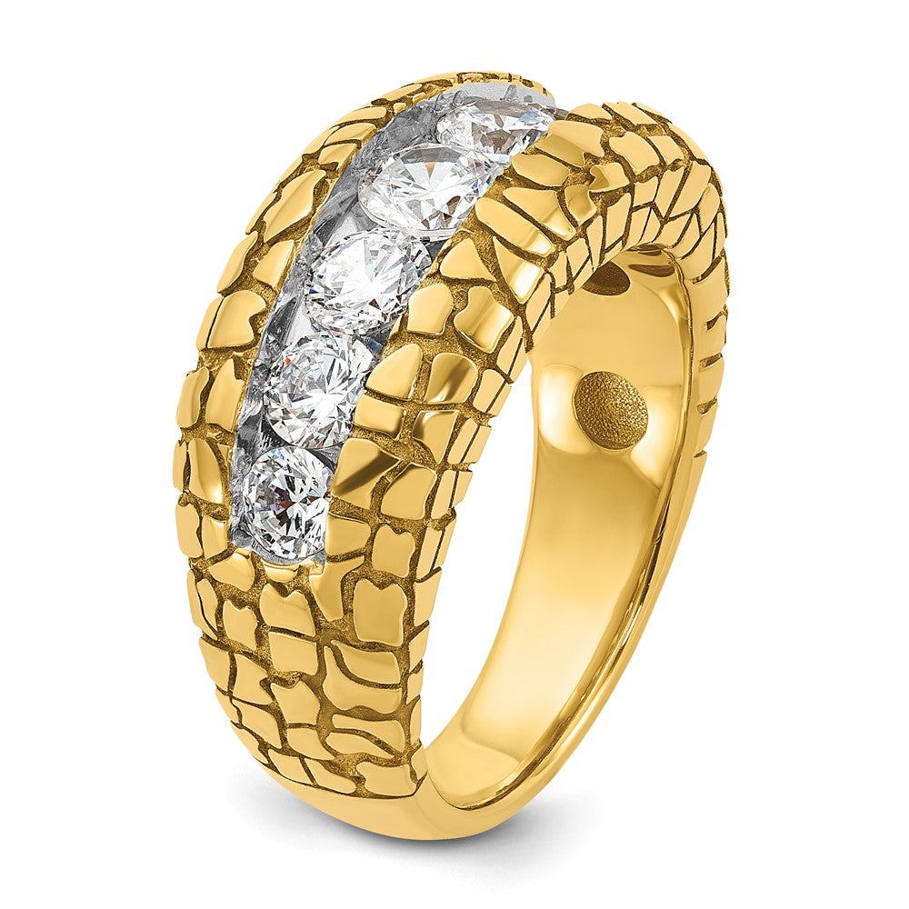 14k Yellow Gold Men's 2 carat Diamond Nugget Complete Ring