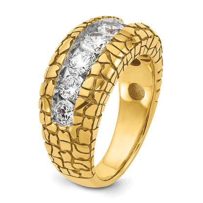 14k Yellow Gold Men's 2 carat Diamond Nugget Complete Ring