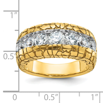 14k Yellow Gold Men's 2 carat Diamond Nugget Complete Ring