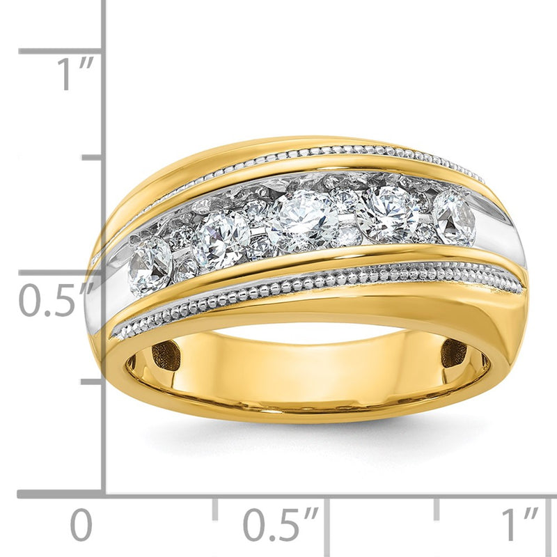 10K Yellow W/Rhodium Ibgoodman With White Rhodium Men'S Polished And Milgrain 1 Carat A Quality Diamond Ring