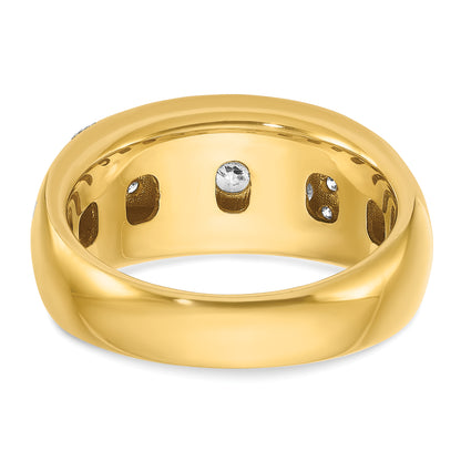 14k Yellow & Rhodium Gold with White Rhodium Men's Milgrain 1 carat Diamond Complete Ring