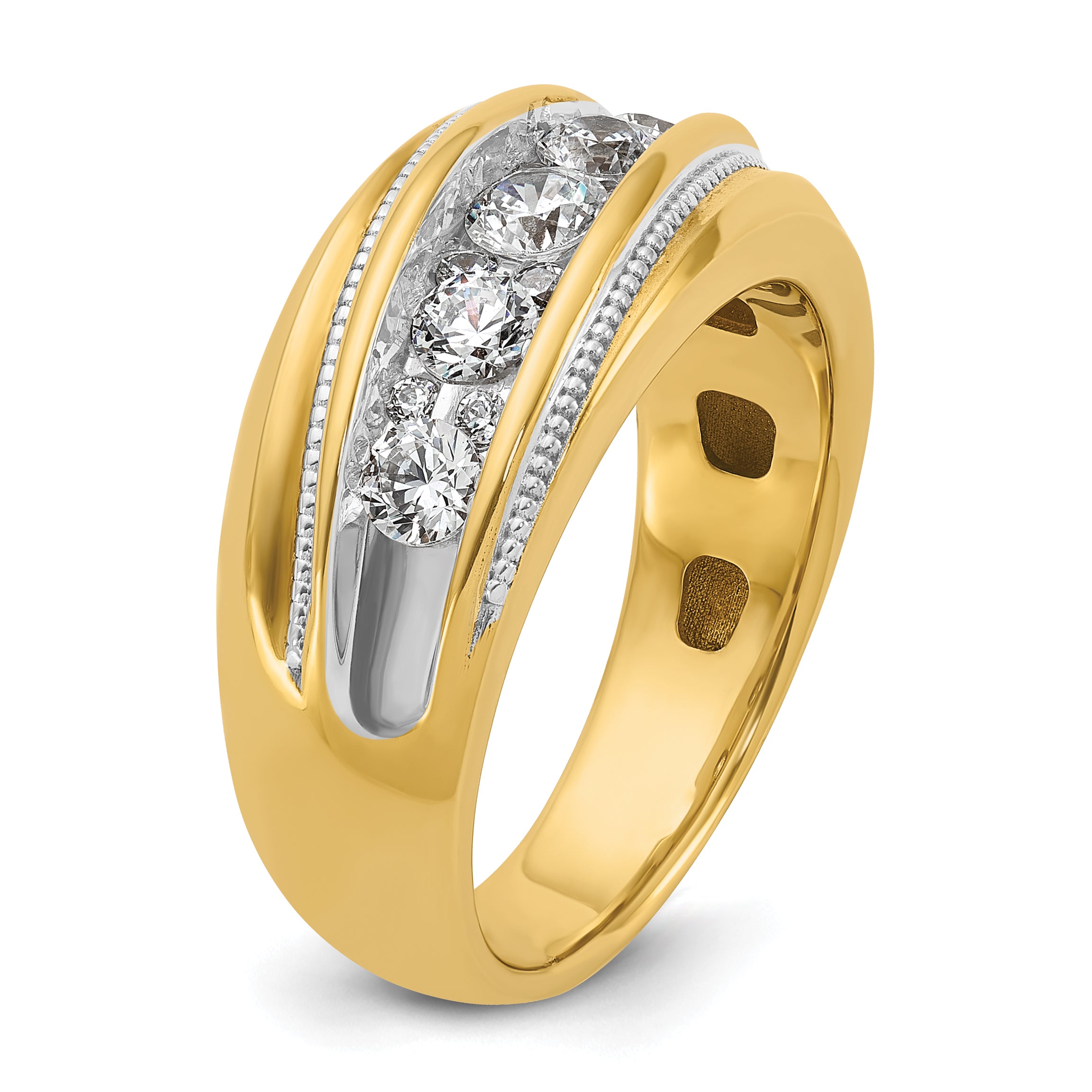 14k Yellow & Rhodium Gold with White Rhodium Men's Milgrain 1 carat Diamond Complete Ring