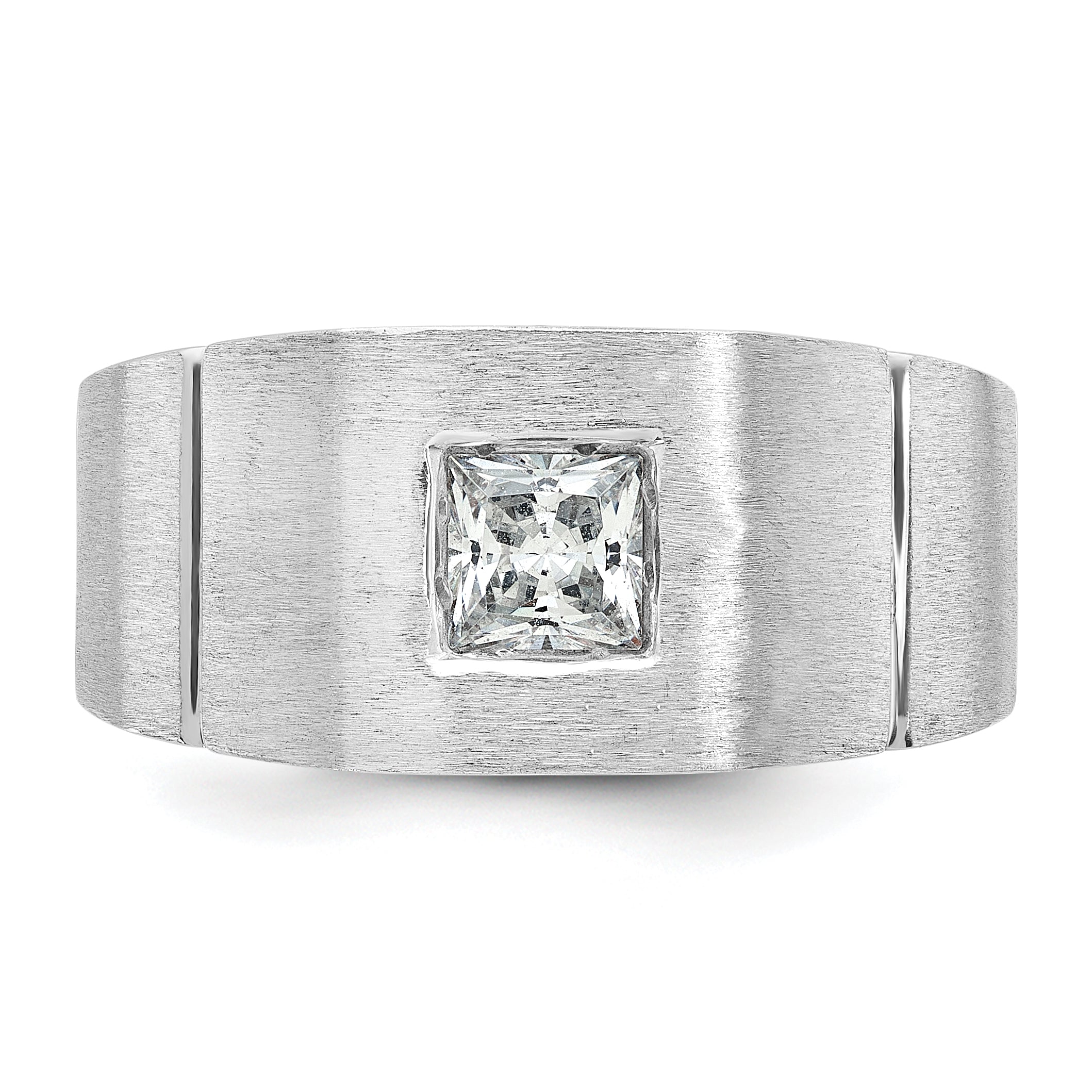 14k White Gold 5/8 Ct. Lab Grown Diamond VS/SI+ G+ Polished and Satin Men's Ring