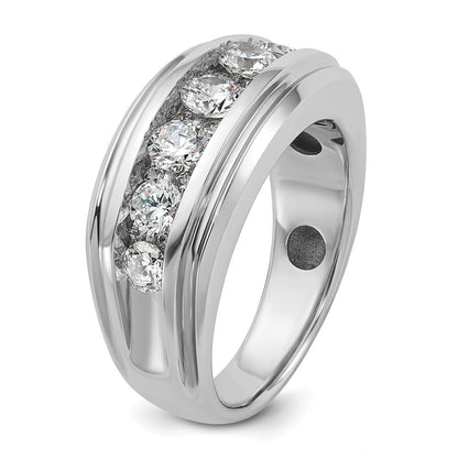 14k White Gold 1 3/4 Ct. Lab Grown Diamond VS/SI+ G+ Five Stone Men's Ring