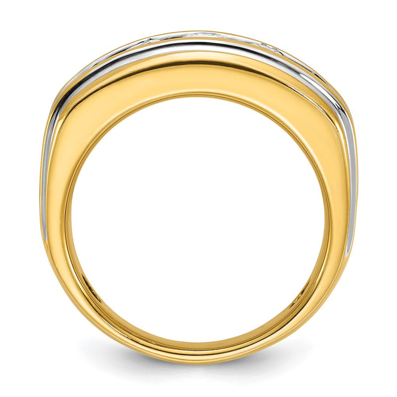 14k Yellow & Rhodium Gold with White Rhodium Men's 1 carat Diamond Complete Ring