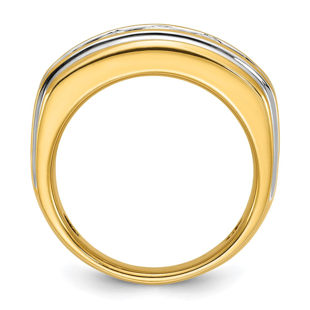 14k Yellow & Rhodium  with White 1 Ct. Lab Grown Diamond VS/SI+ G+ Complete Polished Men's Ring