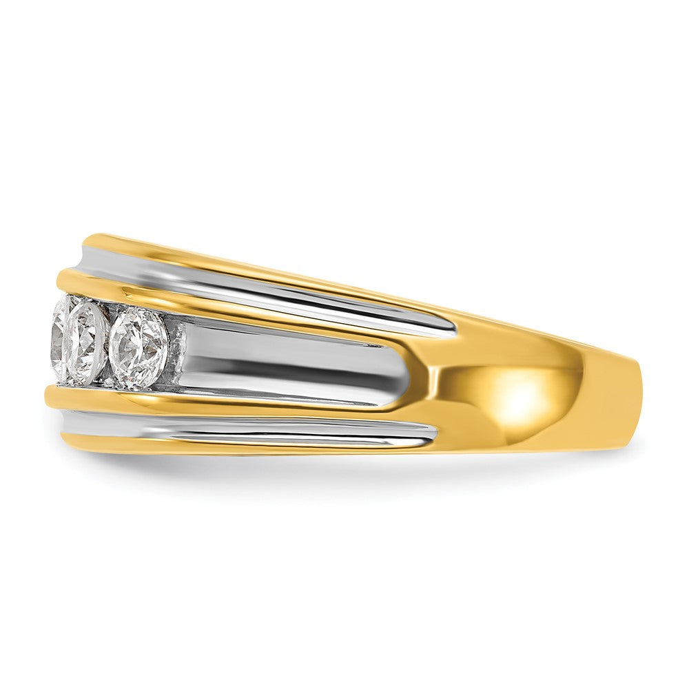 14k Yellow & Rhodium  with White 1 Ct. Lab Grown Diamond VS/SI+ G+ Complete Polished Men's Ring