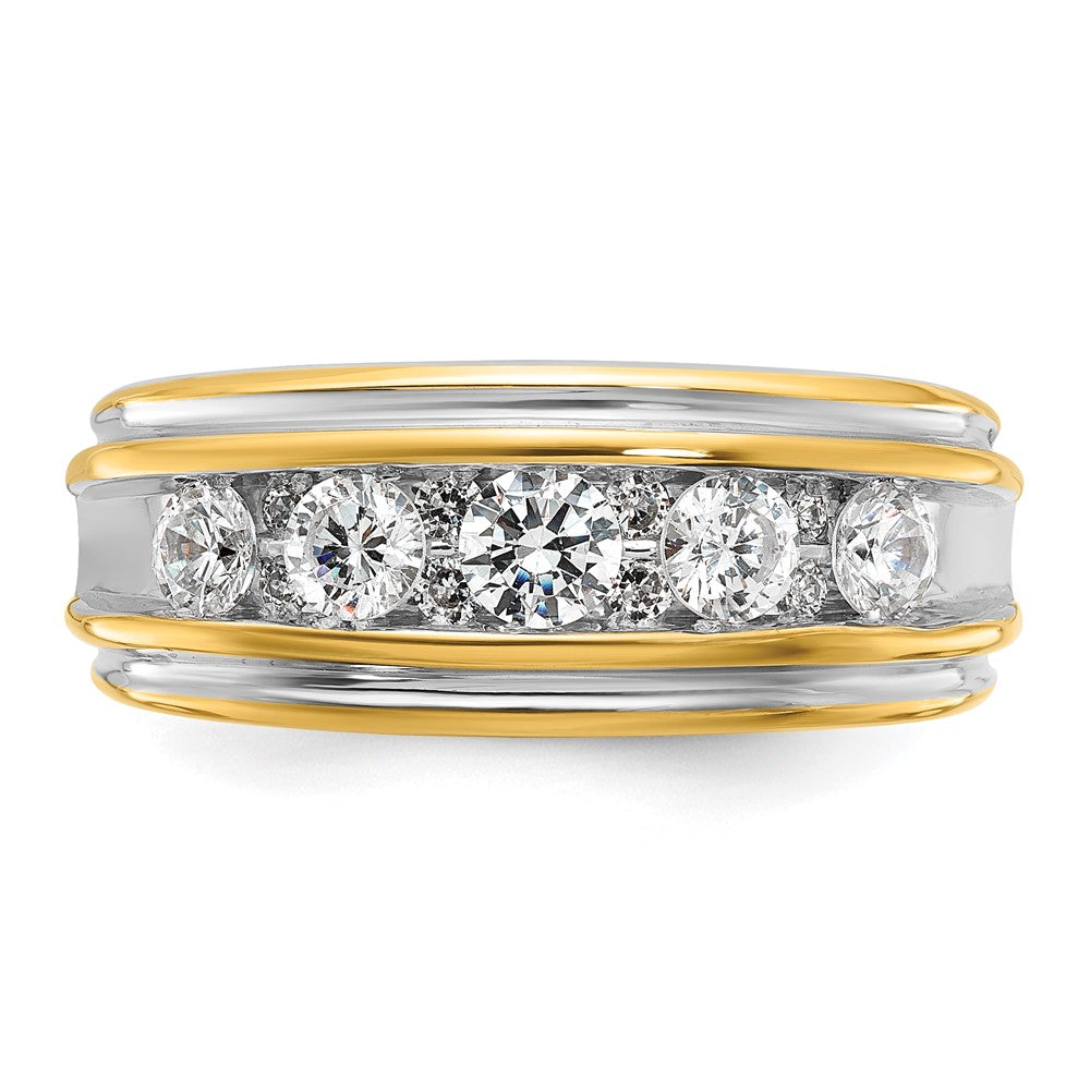 14k Yellow & Rhodium  with White 1 Ct. Lab Grown Diamond VS/SI+ G+ Complete Polished Men's Ring