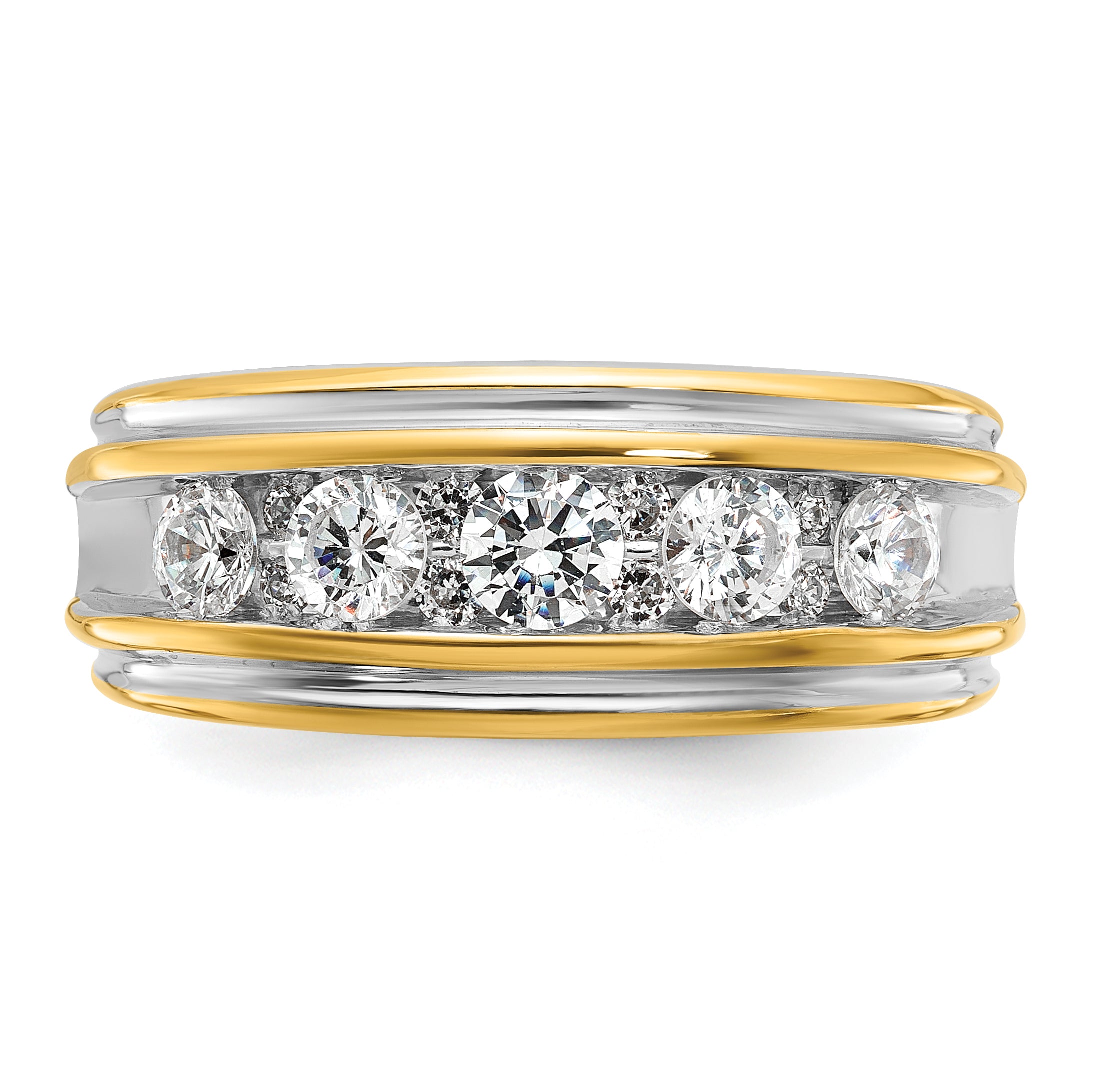 14k Yellow & Rhodium Gold with White Rhodium Men's 1 carat Diamond Complete Ring