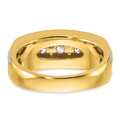 14k Yellow & Rhodium  with White 1 Ct. Lab Grown Diamond VS/SI+ G+ Complete Polished Men's Ring