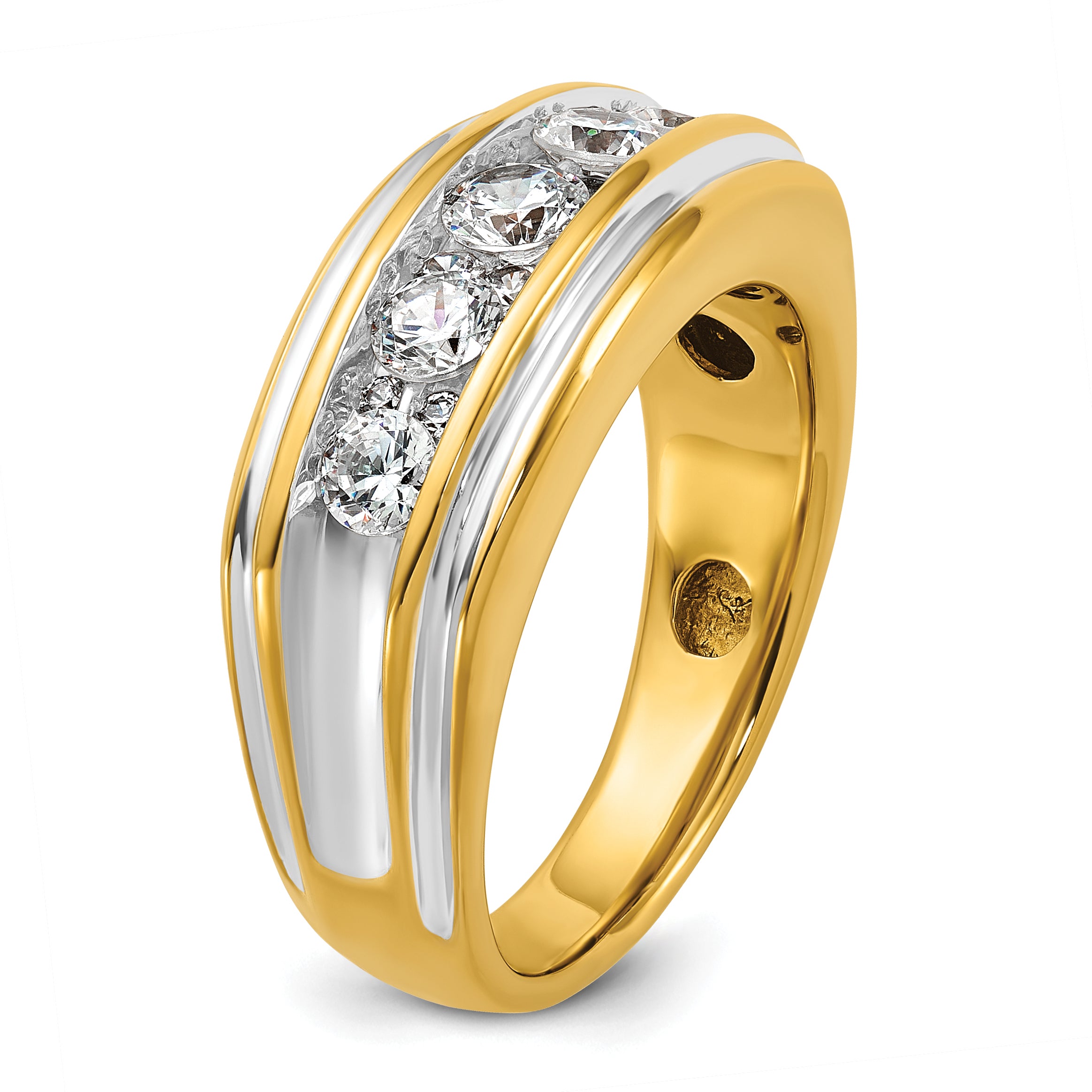 14k Yellow & Rhodium Gold with White Rhodium Men's 1 carat Diamond Complete Ring