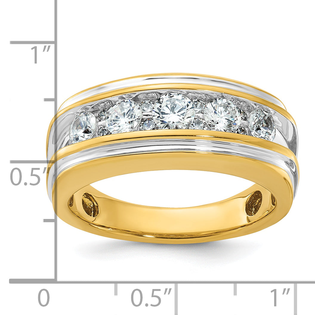 14k Yellow & Rhodium Gold with White Rhodium Men's 1 carat Diamond Complete Ring