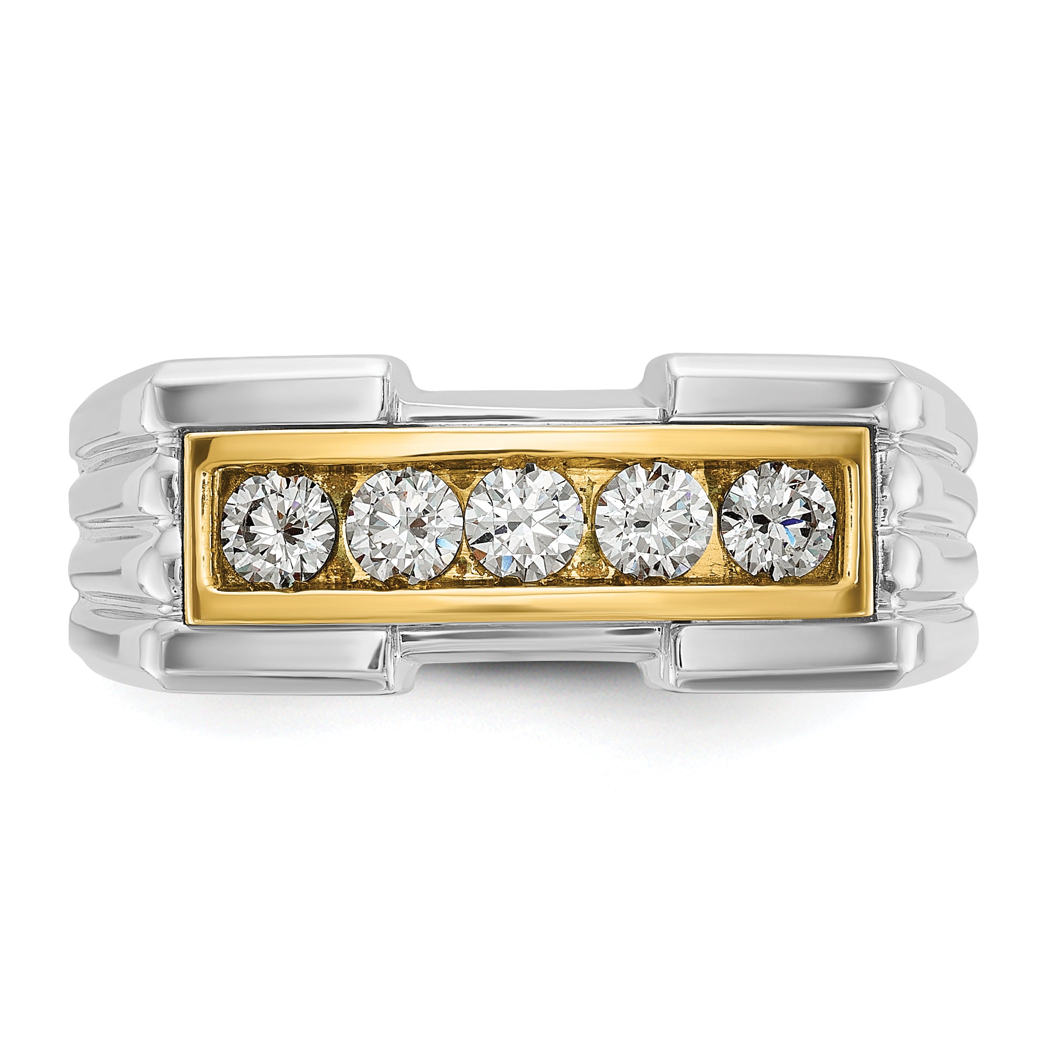 14k Two-tone Gold Men's 1/2 carat Diamond Complete Ring