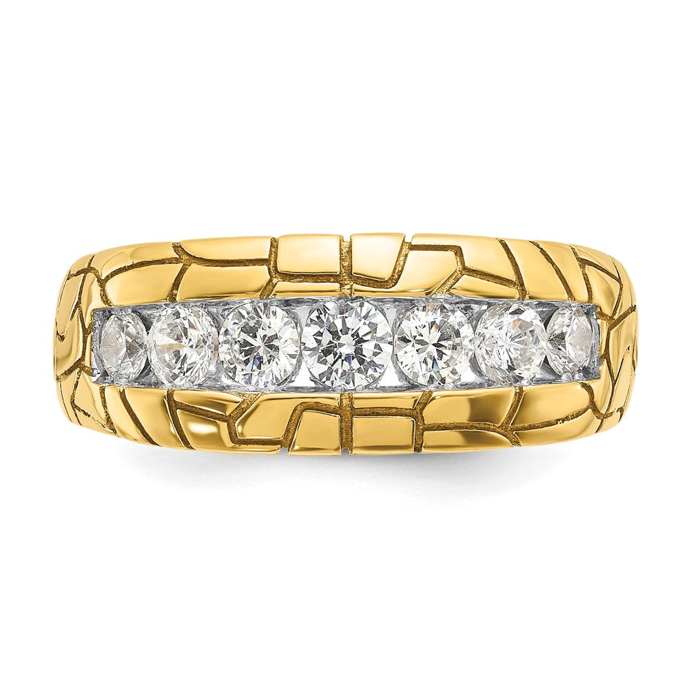 14k Yellow Gold Men's 1 carat Diamond Nugget Complete Ring