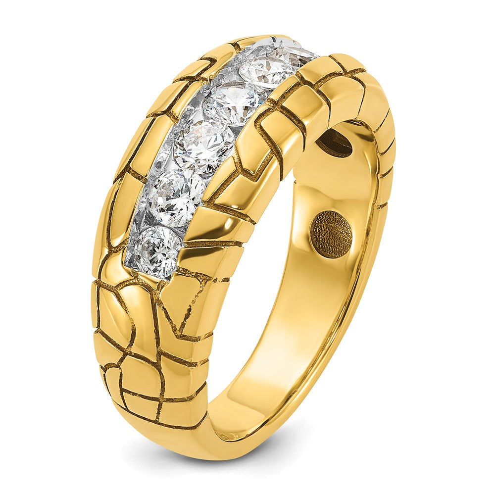 14k Yellow Gold Men's 1 carat Diamond Nugget Complete Ring
